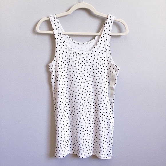 a new day Tops - A NEW DAY Basic White Tank Top w/ Black Polka Dots